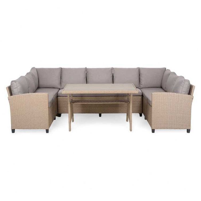 Set mobilier gradina/terasa cu perne canapea/coltar si masa Natur