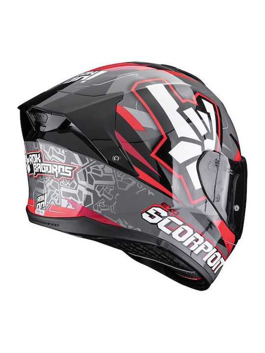 Мото каска SCORPION EXO-530 ROCK Gray/Red 2026 ,вградени очила