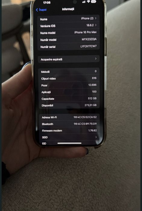 Vand urgent Iphone 16 pro max 512 gb dust
