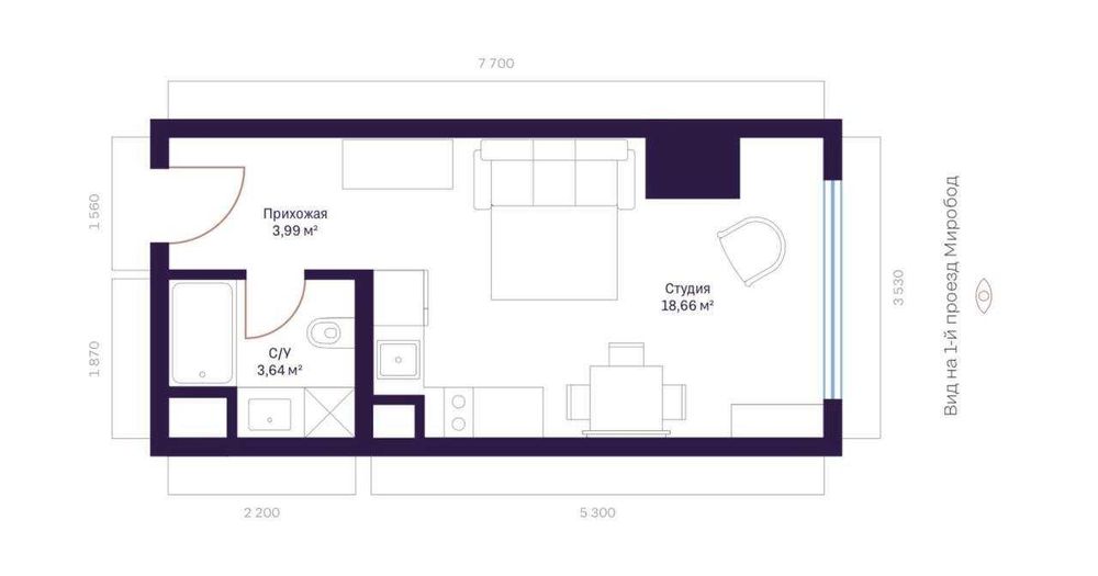 Студия 1/22/26 24 м² в ЖК Modera Towers!. Срочно! Центр