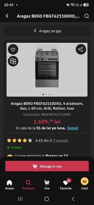Schimb aragaz Beko cu masina de spalat