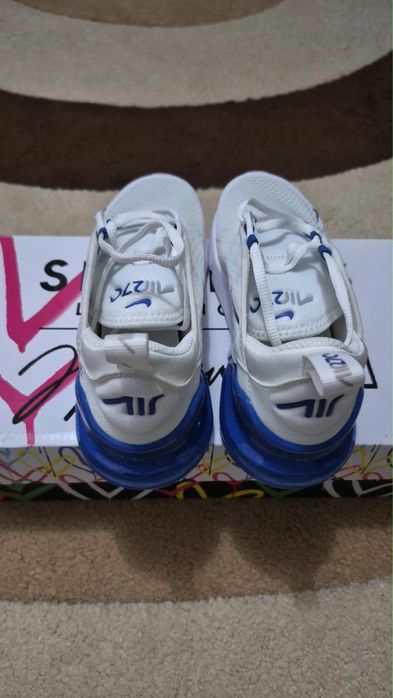 Nike Air Max 270 White/Game Royal, alb cu albastru, nr. 35 (22 cm)
