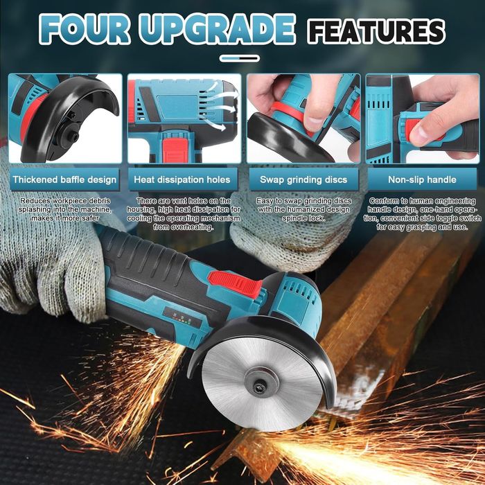 Мини Акумулаторен Ъглошлайф (Ръчна Шлайфмашина) с две батерии и кутия