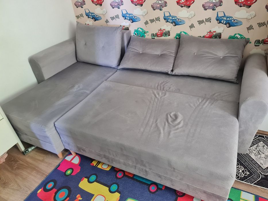 Coltar extensibil gri deschis catifea