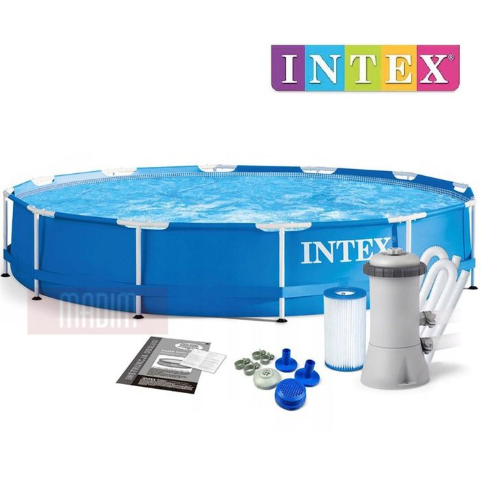 Бассейн 3.66х76см+фильтр-насоса intex каркасный  6.502 литр