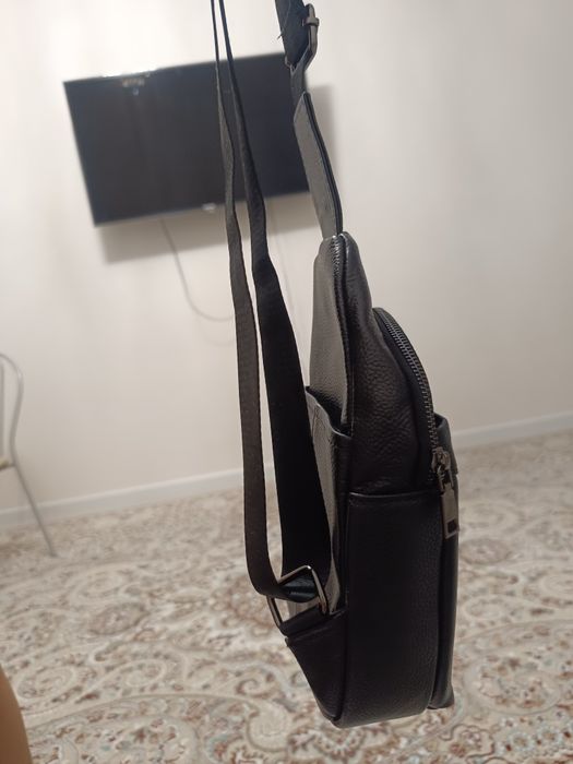 Бананка кожаная, сумка мужская