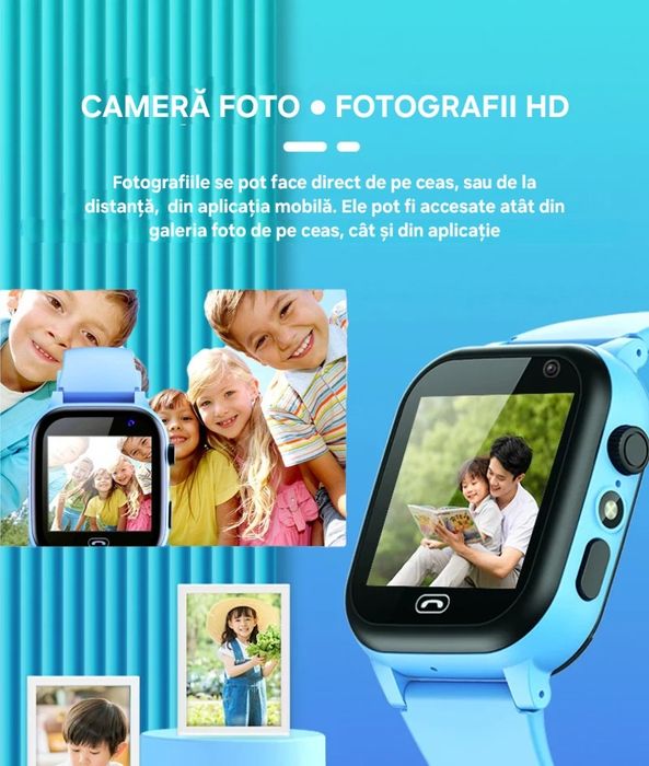 Ceas GPS Localizare Copii. SIM 4G. Apel/Mesaje/Foto/Lanternă/SOS.