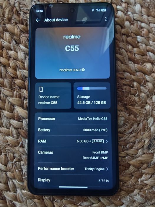 Ralme c55 6gb 128