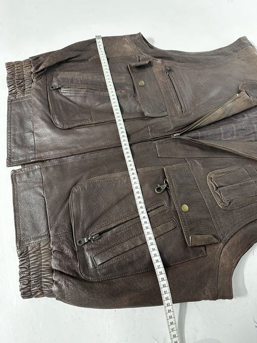 Vesta moto din piele maro XXL fermoar defect