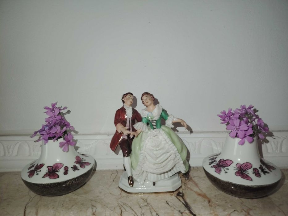 Set bibelou vintage Dresda și vaze miniaturale Seltmann Weiden