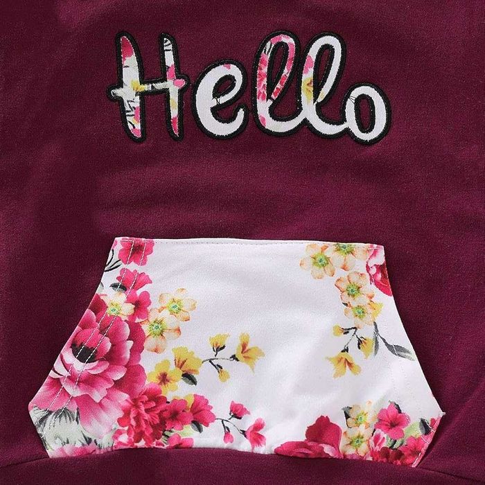 Детски комплект/ анцуг „Hello“ – суитшърт, панталон и лента