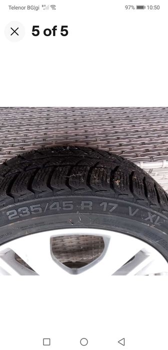 Мерцедес оригинали джанти с почти нови зимни гуми Унироял 17 цола