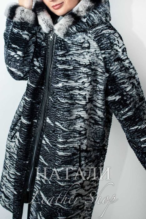 Дамско двустранно кожено манто Дара Black