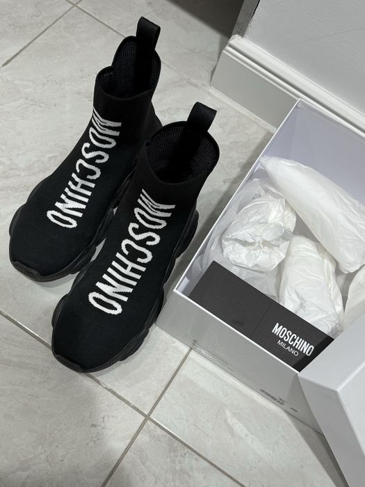 Moschino Couture, високи черни обувки Teddy sneakers 40