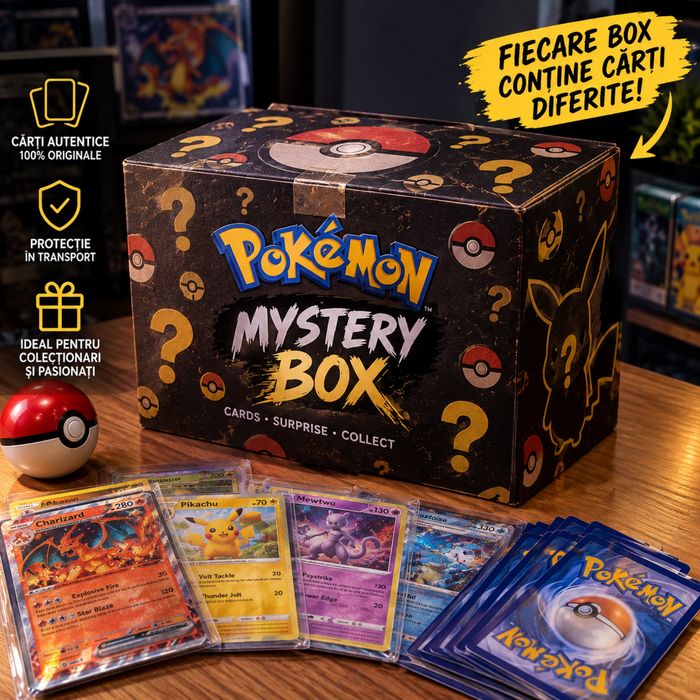 Mystery box cu 30 cărți Pokemon care pot include cărțile din imagini