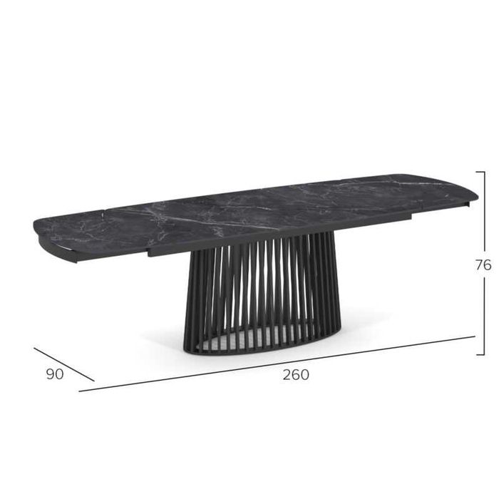 Разтегателна маса, SM18098, Черен, Керамика, 180х90х76см.