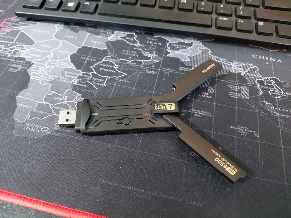Adaptor USB WiFi 7 BE6500 Tri-Band 6G/5G/2.4G WPA3 streaming 8K latență scăzută, NOU