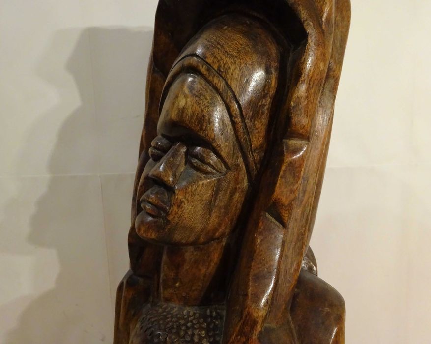 Sculptura in lemn ‘Maica Domnului cu Pruncul’| veche, UNICAT