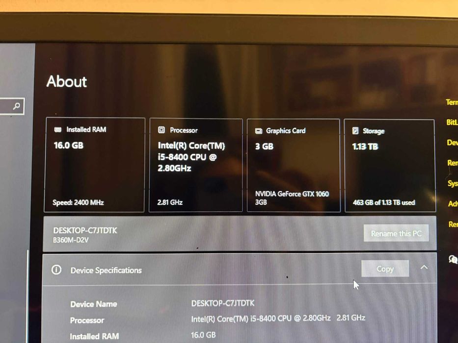 PC – i5-8400 / GTX 1060 3 GB / 16 GB RAM