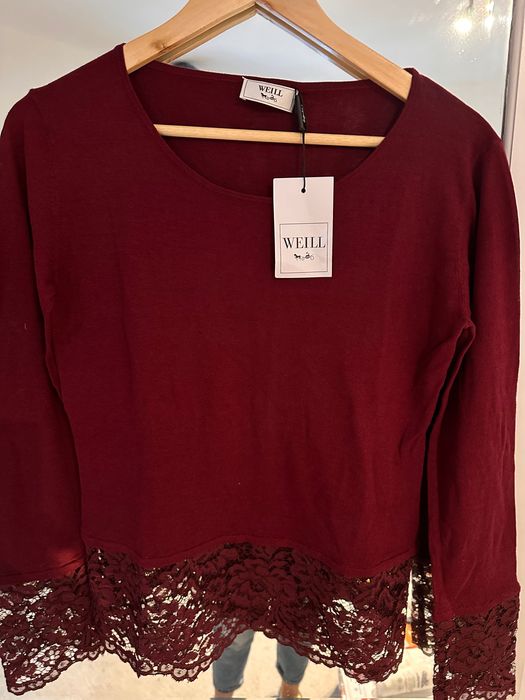 Top brand Weill, bordeaux M matase/bumbac/casmir nou