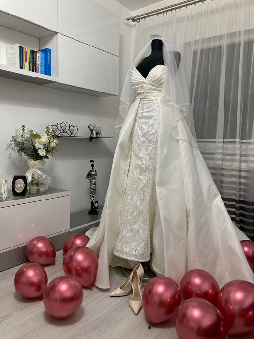Rochie mireasa, croi de sirena, model superb +voal! Super preț‼️‼️‼️