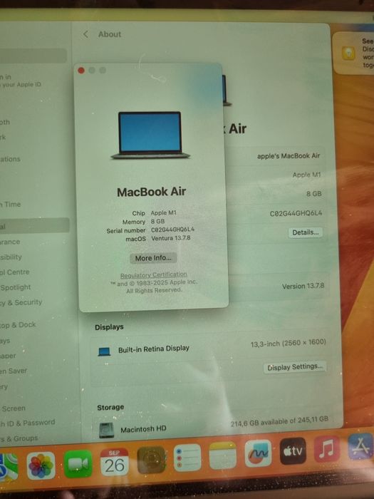 Macbook Air 2020 M1