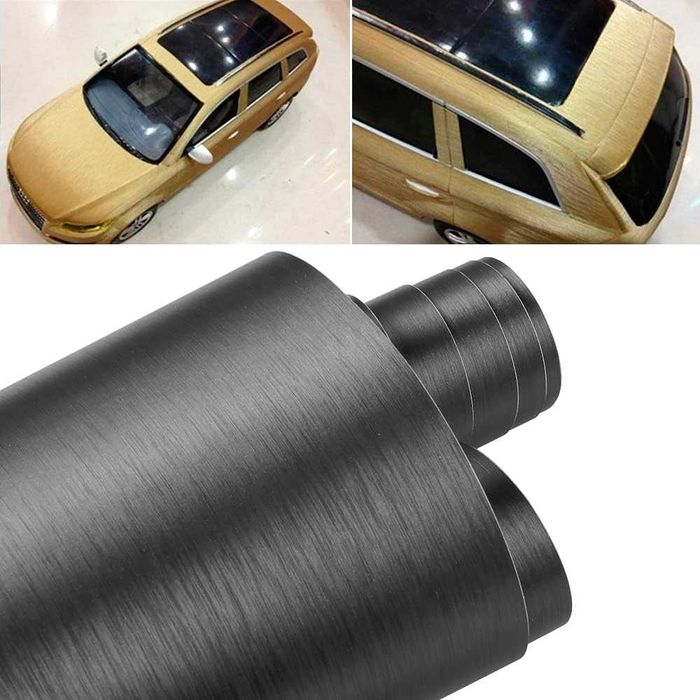 Автомобилно Фолио Драскан Алуминий Черно - 1.52см х 1 метър.