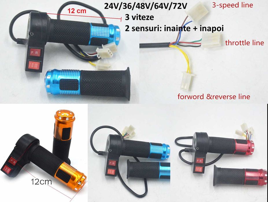 Acceleratie bicicleta electrica cu display 12-99V. cu cheie Noua!