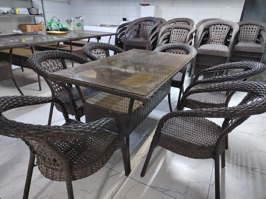 Ротанг мебель, дачники стол стуллар