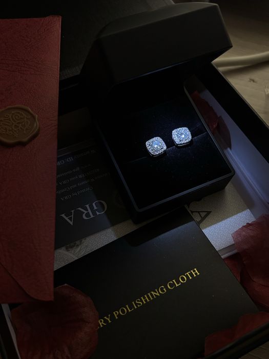 Муассанит серебро  кольцо пусеты