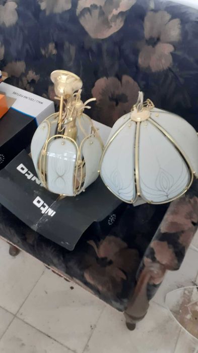 Красиви абажури   матирано стъкло метал