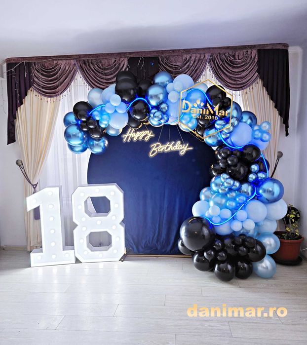 Decor majorat | decor aniversare 18 ani | panou foto cifre  | LED