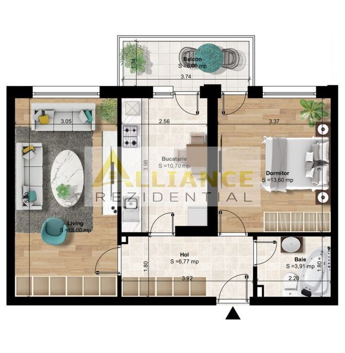 { Miraslau } 10 minute de metrou { Apartament 2 camere }