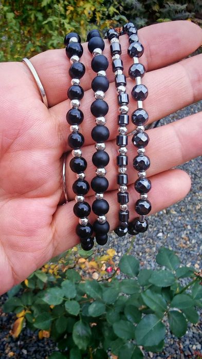 set de 3 bratari pe snur din argint si pietre naturale