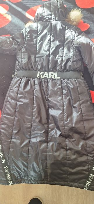 Дълго  яке естестве пух на качулката