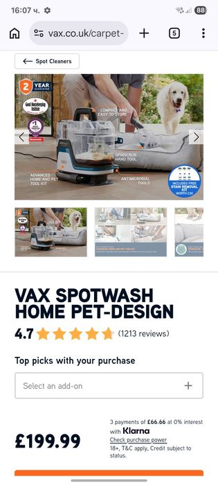 Уред за Почистване на Килими и Тапицерии  Vax SpotWash Home Duo Pet Edition
