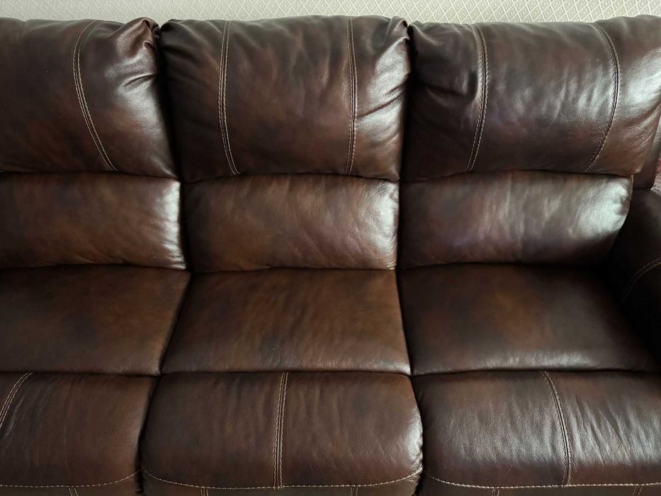 Canapea recliner 3 locuri piele naturala