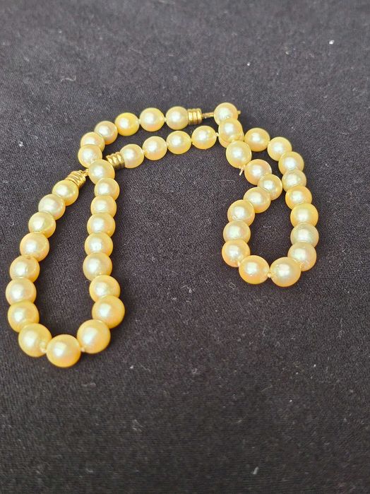 Colier perle autentice de Akoya cu broșa de aur 18kt si circonite