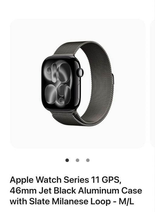 Apple Watch 11, 46mm, Jet Black Aluminium, Milanese Loop, GPS