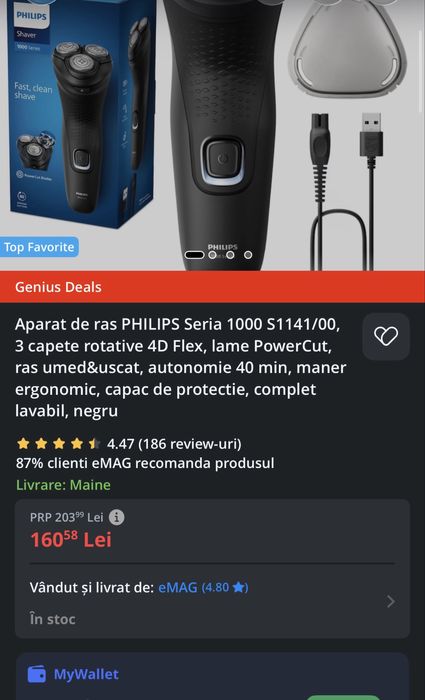 Aparat de ras PHILIPS Seria 1000 S1141/00