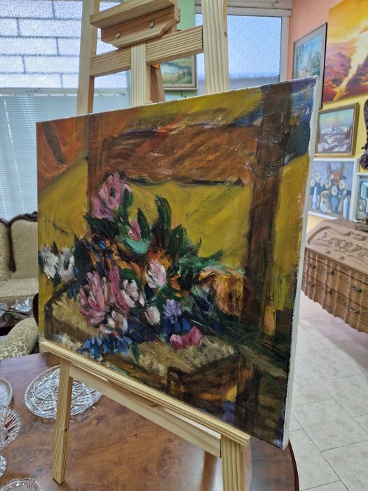 Красива антикварна картина масло върху платно