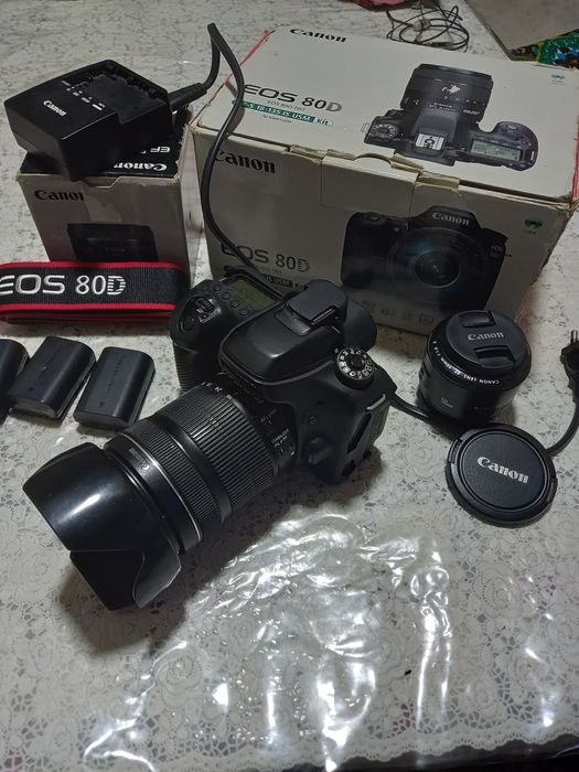 Canon 80 d holati klas 3ta batarika, 64 xotirachip,chixol remen (tasma