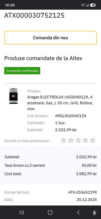 Aragaz Electrolux