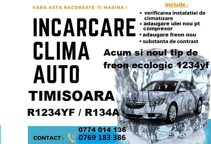 Incarcare Freon Clima Auto R134a R1234yf Ecologic