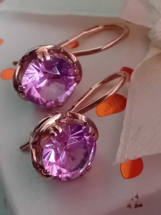 Антикварни руски златни обеци с Александрит синтетичен