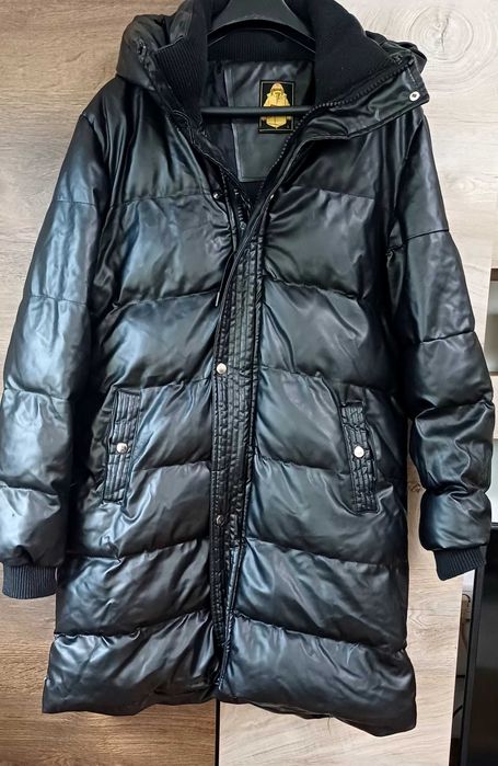 Зимно кожено дълго яке,размер L