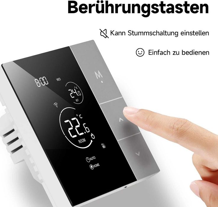 Termostat inteligent WiFi Beok TGP508WIFI-WP/B,centrala termică pe gaz,incalzire pardoseala apa Smart Life Google Home,Alexa,max. 3A