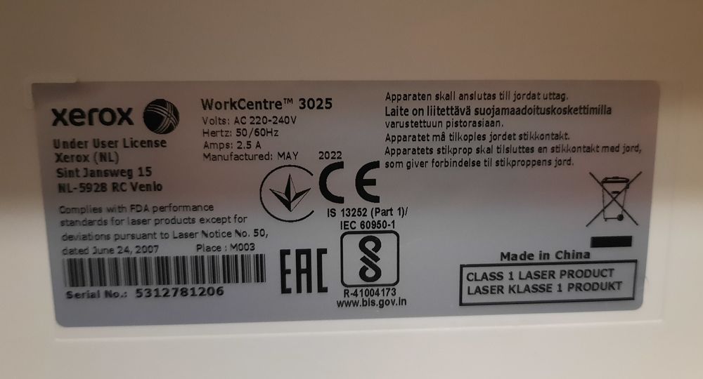 Принтер Xerox МФУ А4 ч/б WC 3025NI Wi-Fi