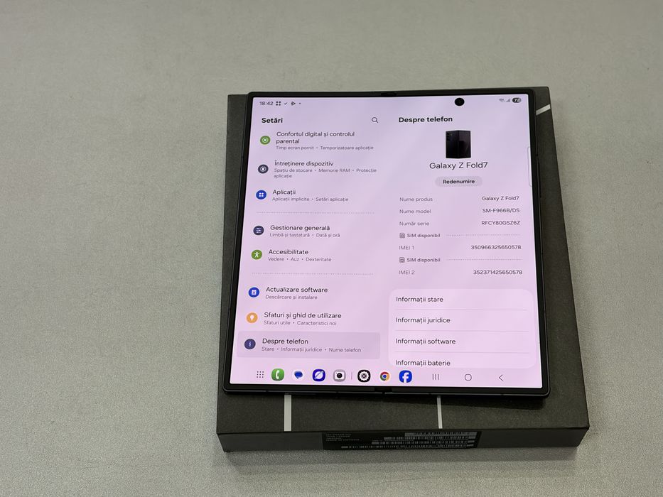 Samsung Galaxy Z Fold 7, 256 gb, 12 gb ram, JetBlack, la cutie