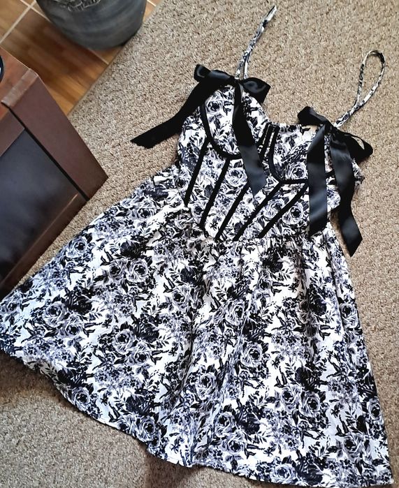 Rochie superba de ocazie rochie de zi alb negru shein